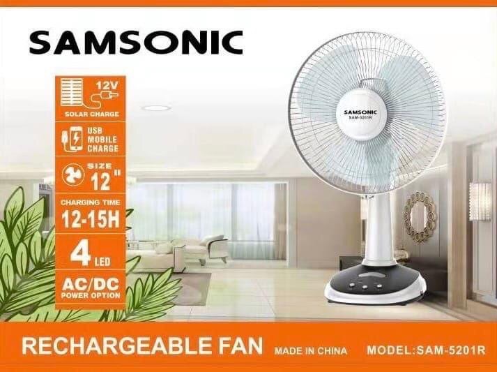 RECHARGEABLE AC/DC FAN အားသွင်းပန်ကာ SAMSONIC | Shop.com.mm