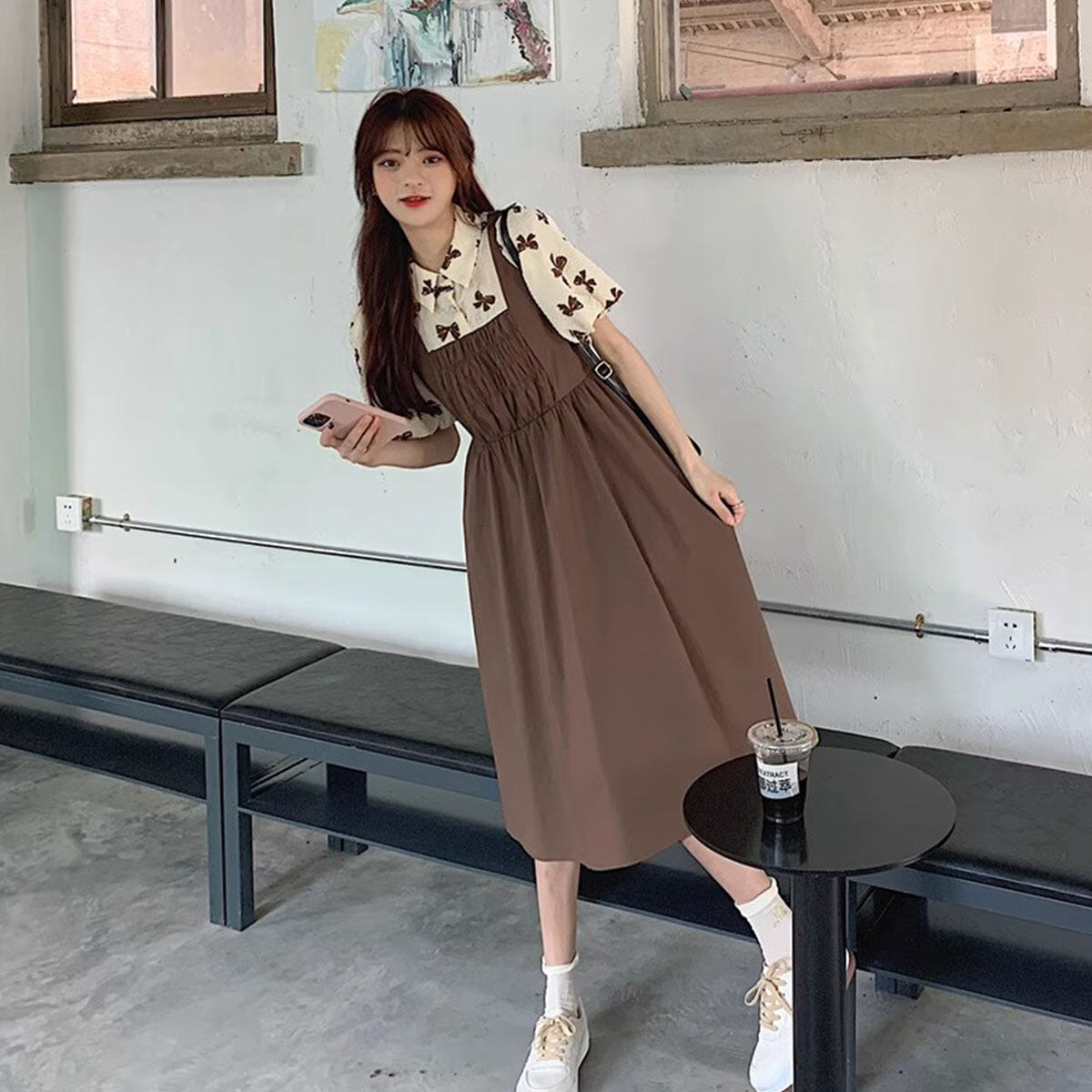 brown dress korean Korean Dress Shirt