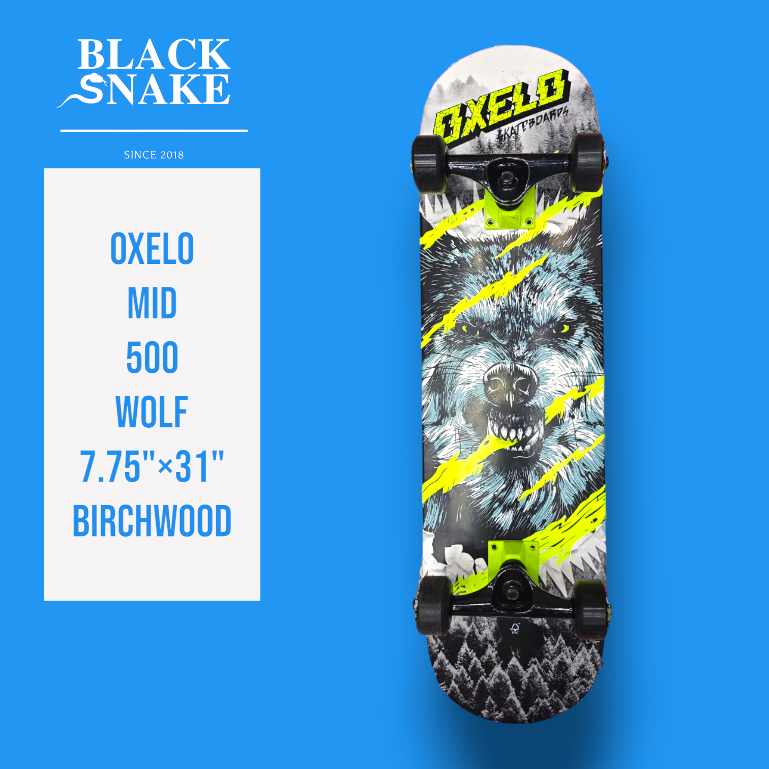 OXELO MID 500 WOLF & MONKEY SKATEBOARD COMPLETE SET | Shop.com.mm