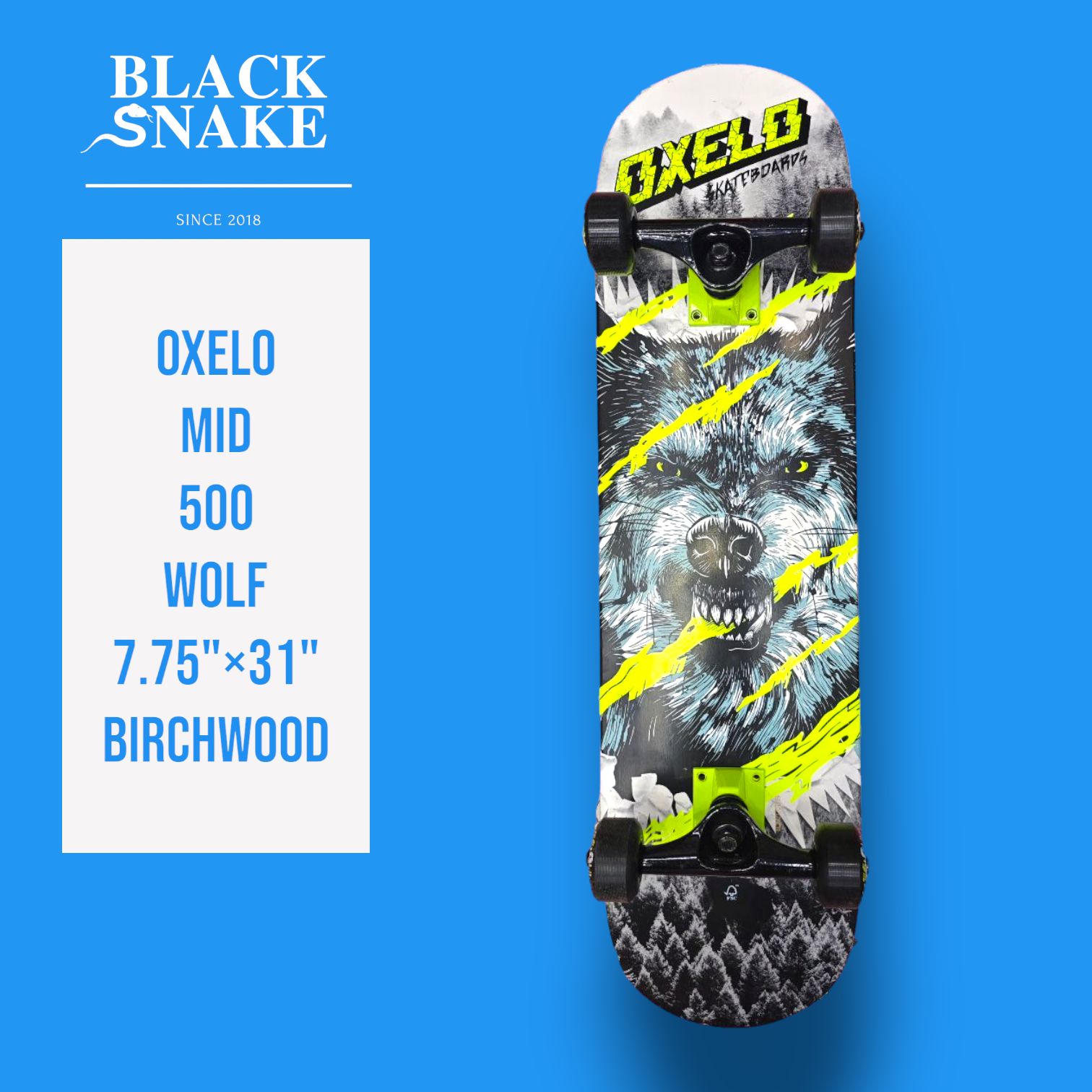 OXELO MID 500 WOLF & MONKEY SKATEBOARD COMPLETE SET | Shop.com.mm