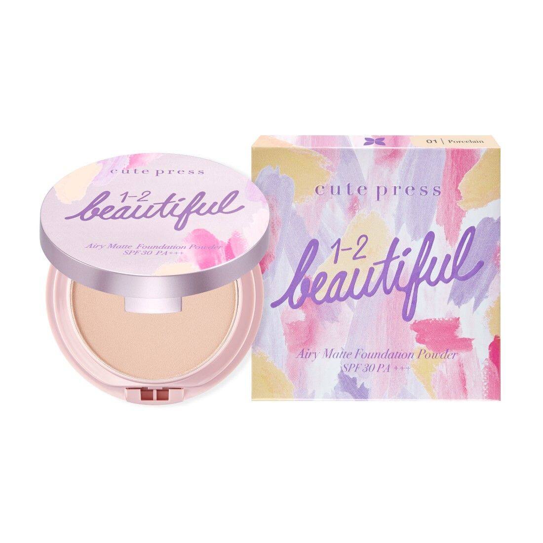 Genuine cute Press 1-2 beautiful airy Matte Foundation Powder SPF 
