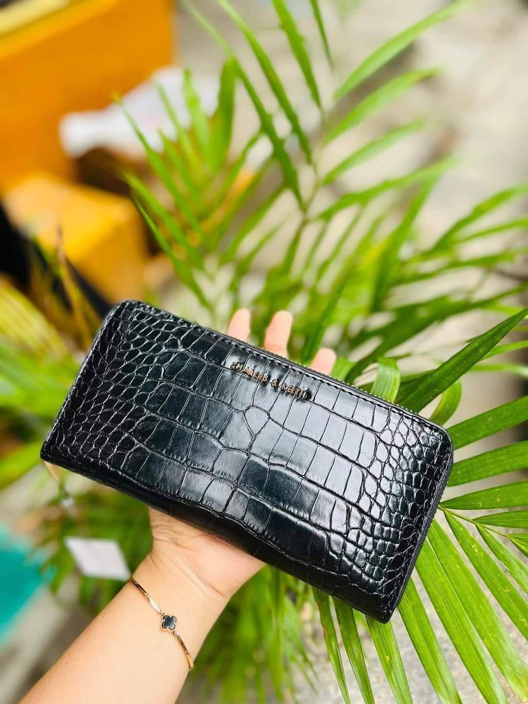 CHARLES & KEITH LONG CROC SKIN WALLET