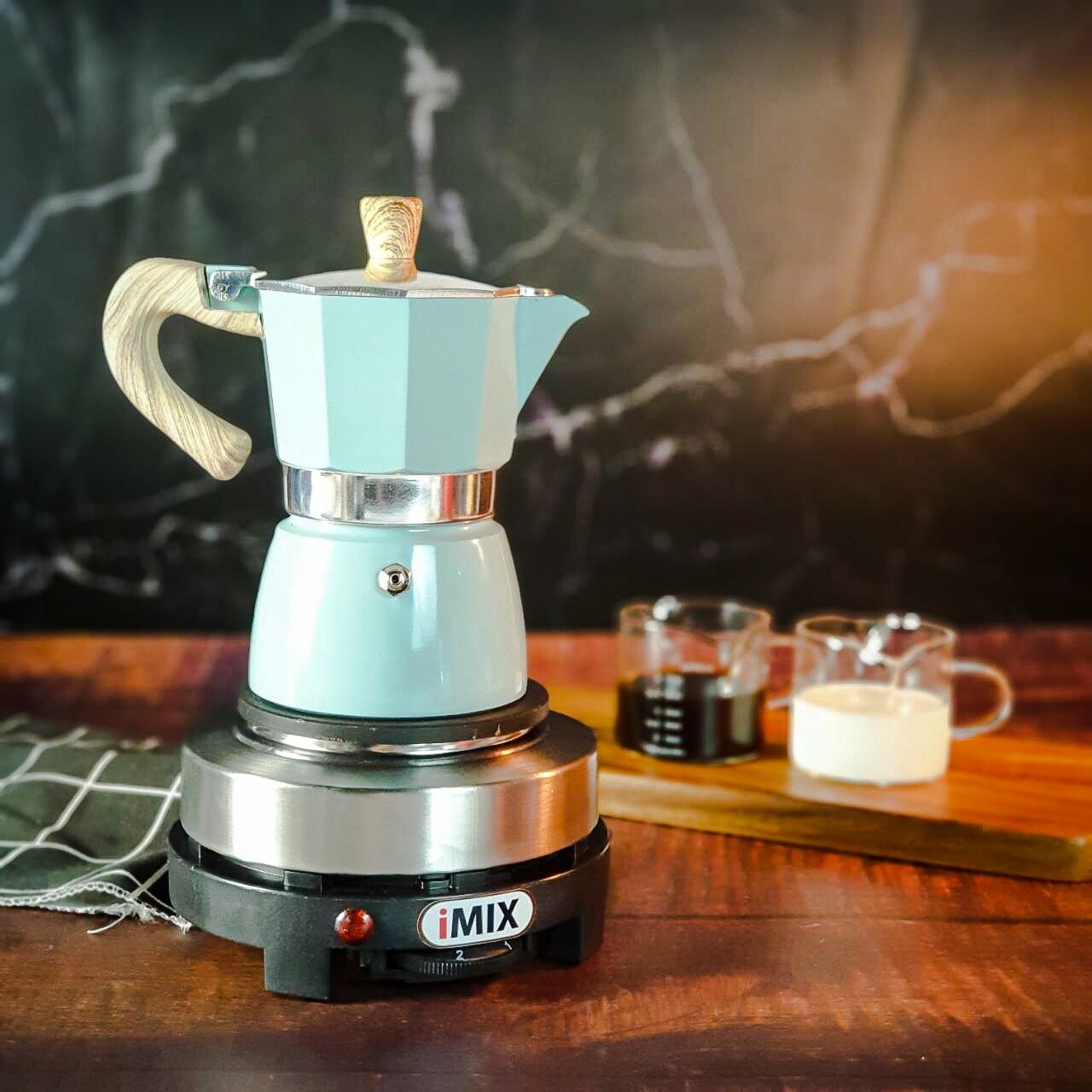 IMIX 500W mini electric stove + 3cup mocha coffee pot suitable for
