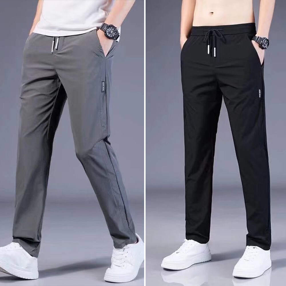 Red Cargo Pants Mens Summer Clothes New Ice Silk Dark Flower Pants