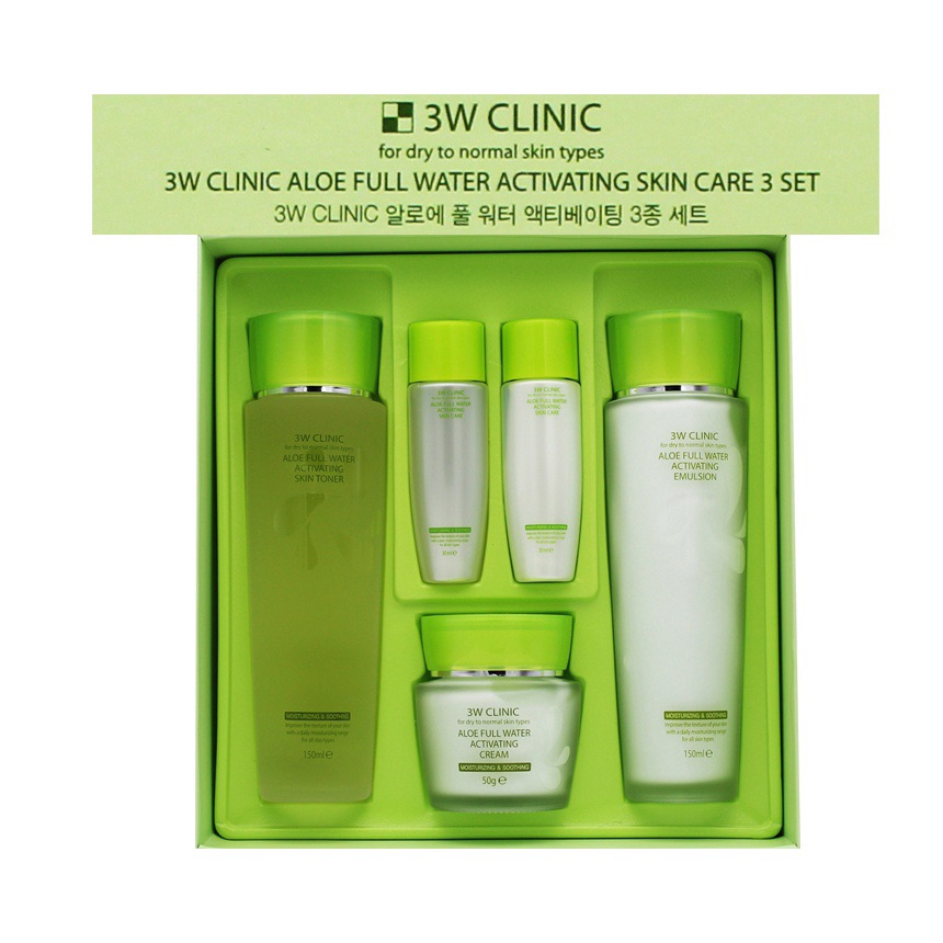 3W Clinic ( Green ) Aloe Full Water Activating Skin Care Set